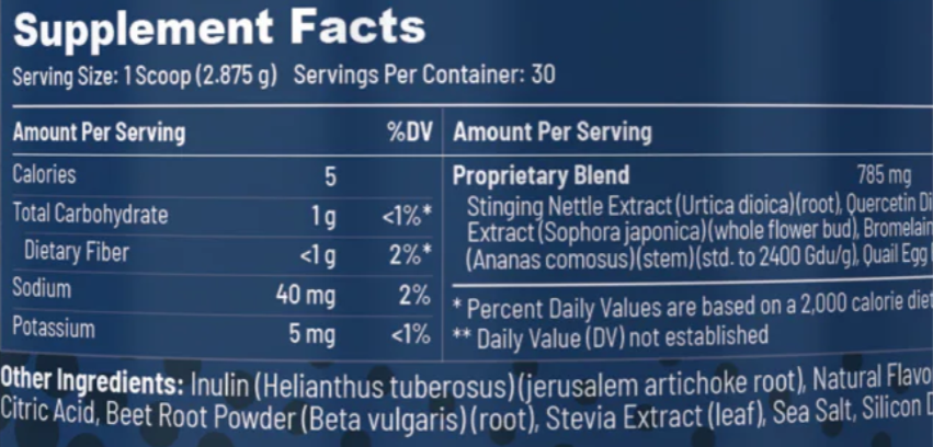 NasoChill Supplement Facts