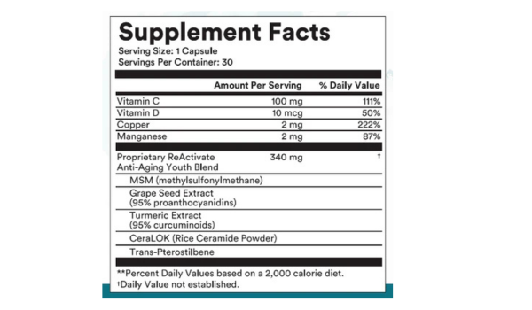 ReActivate Skincare Ingredients