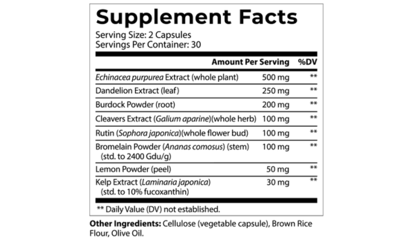 American Vitality Lymphavive Supplement facts