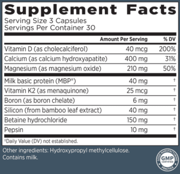 BioCal Bone Support Ingredients Supplement Facts