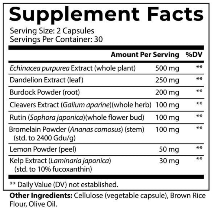 LymphaFlo Ingredients Supplement Facts