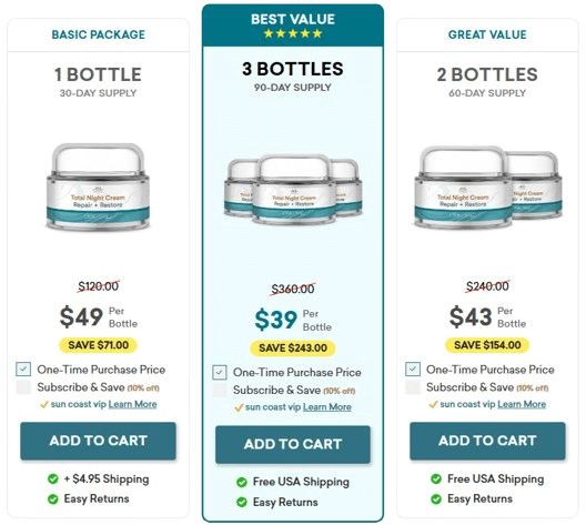 Total Night Cream Pricing
